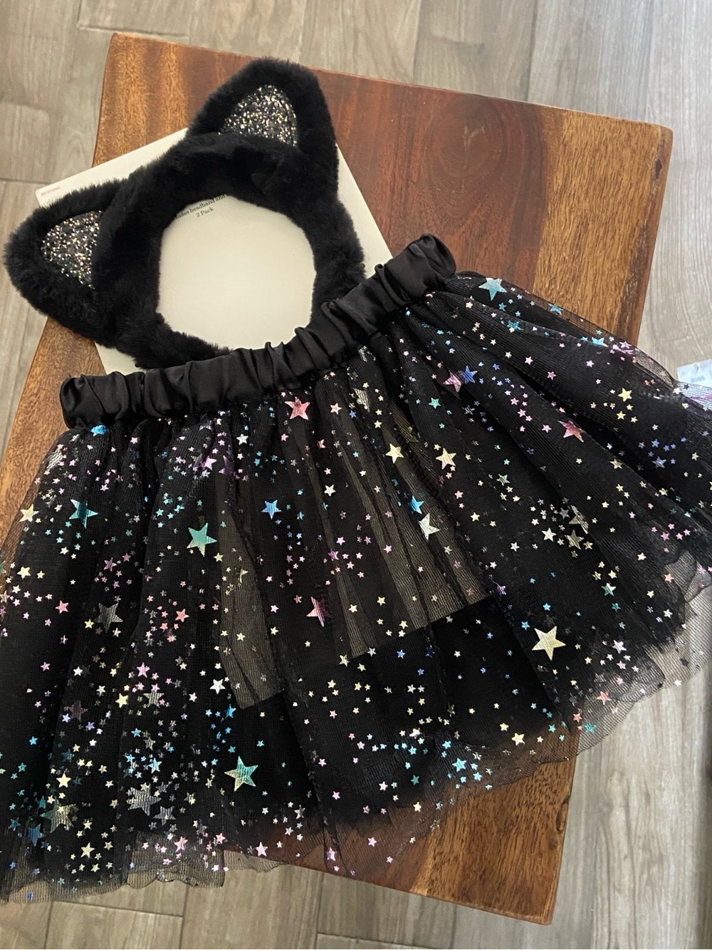 Cat & Jack Black Star Tulle Tutu Skirt with Cat Ear Headband